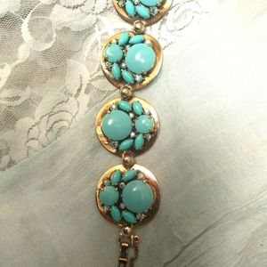 RARE Vintage Schiaparelli turquoise rhinestone bracelet.